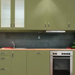 Rouleau adhésif Imperméable Vinyle au Mètre - Sticker Lavable Cuisine Meuble Armoire Porte - 60cmx3m - Vert olive