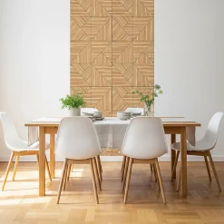 Rouleau revêtement adhésif vinyle au mètre - Sticker mural panneau de bois - TESSELLA - 60x100cm