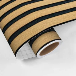 Rouleau revêtement adhésif vinyle au mètre - Sticker mural panneau de bois - NOIR MODERNE - 60x300cm