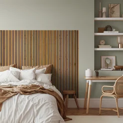 Rouleau revêtement adhésif vinyle au mètre - Sticker mural tête de lit - LATTES DE BOIS CONTEMPORAINES - 120x200cm