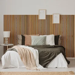 Rouleau revêtement adhésif vinyle au mètre - Sticker mural tête de lit - LATTES DE BOIS CONTEMPORAINES - 120x200cm