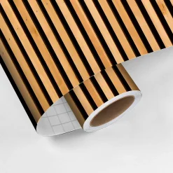 Rouleau revêtement adhésif vinyle au mètre - Sticker mural tête de lit - LATTES DE BOIS CONTEMPORAINES - 120x200cm