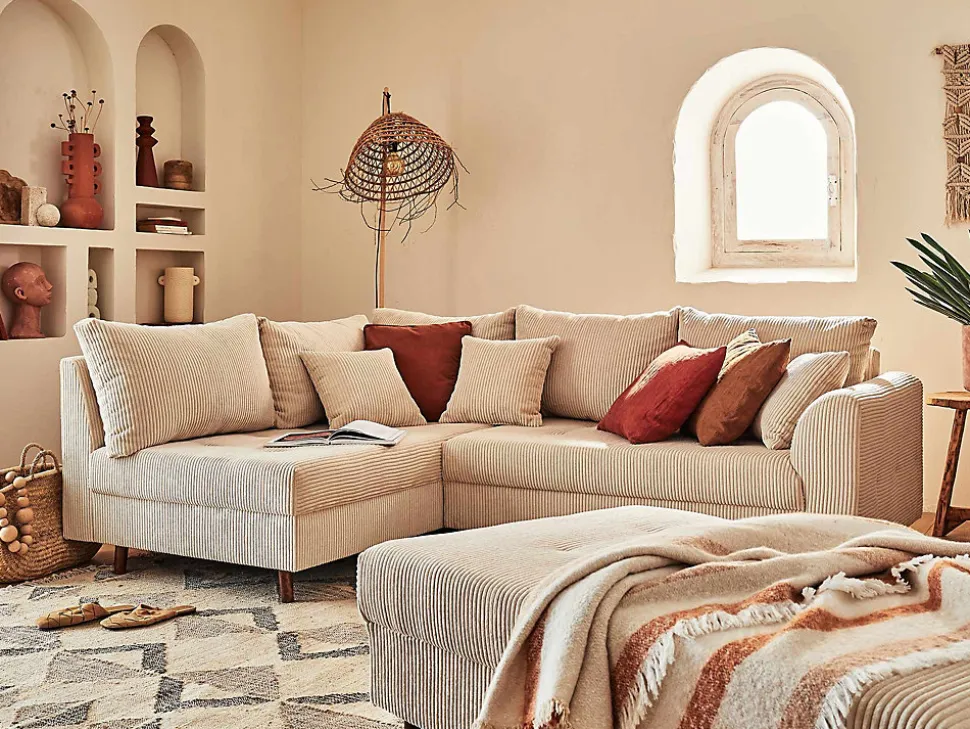 Rune - pouf modulable - en velours côtelé - Lisa Design