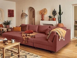Rune - pouf modulable - en velours côtelé - Lisa Design