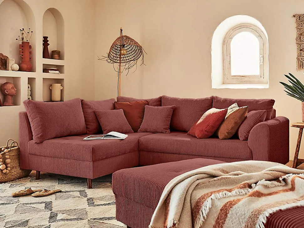 Rune - pouf modulable - en velours côtelé - Lisa Design