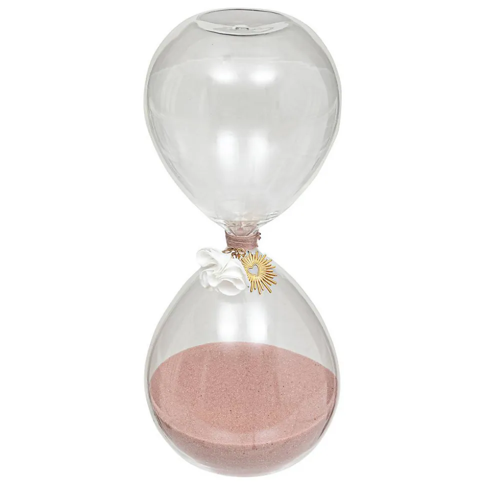 Sablier en verre Floral H20cm - Rose- Atmosphera