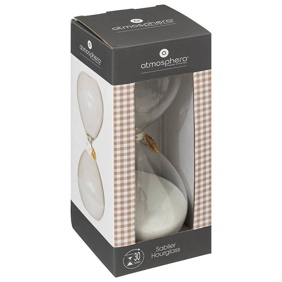 Sablier en verre Floral H20cm - Rose- Atmosphera