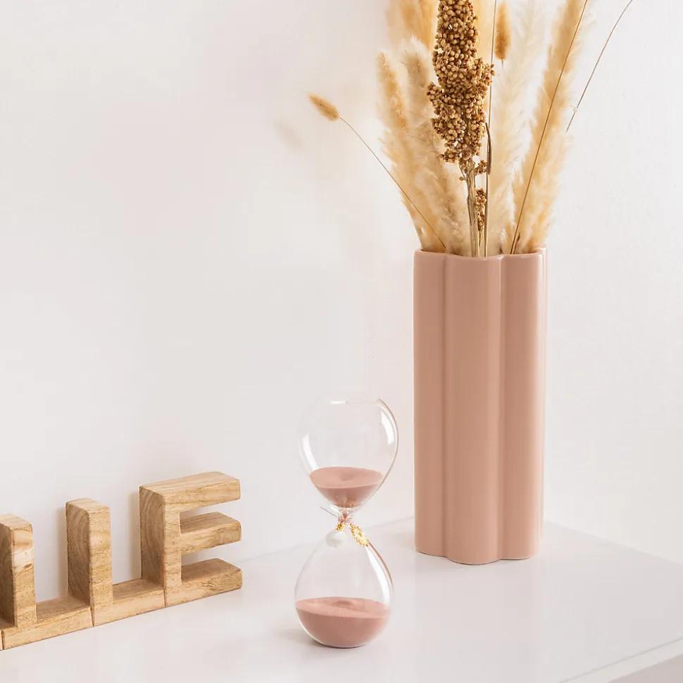 Sablier en verre Floral H20cm - Rose- Atmosphera