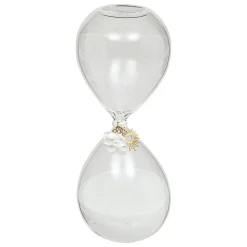 Sablier en verre Floral H20cm - Blanc- Atmosphera