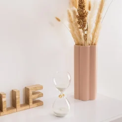 Sablier en verre Floral H20cm - Blanc- Atmosphera