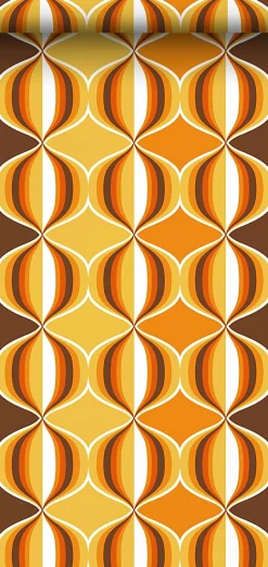 Sanders & Sanders papier peint ornements au style rétro jaune, marron et orange - 53 cm x 10.05 m - 935269
