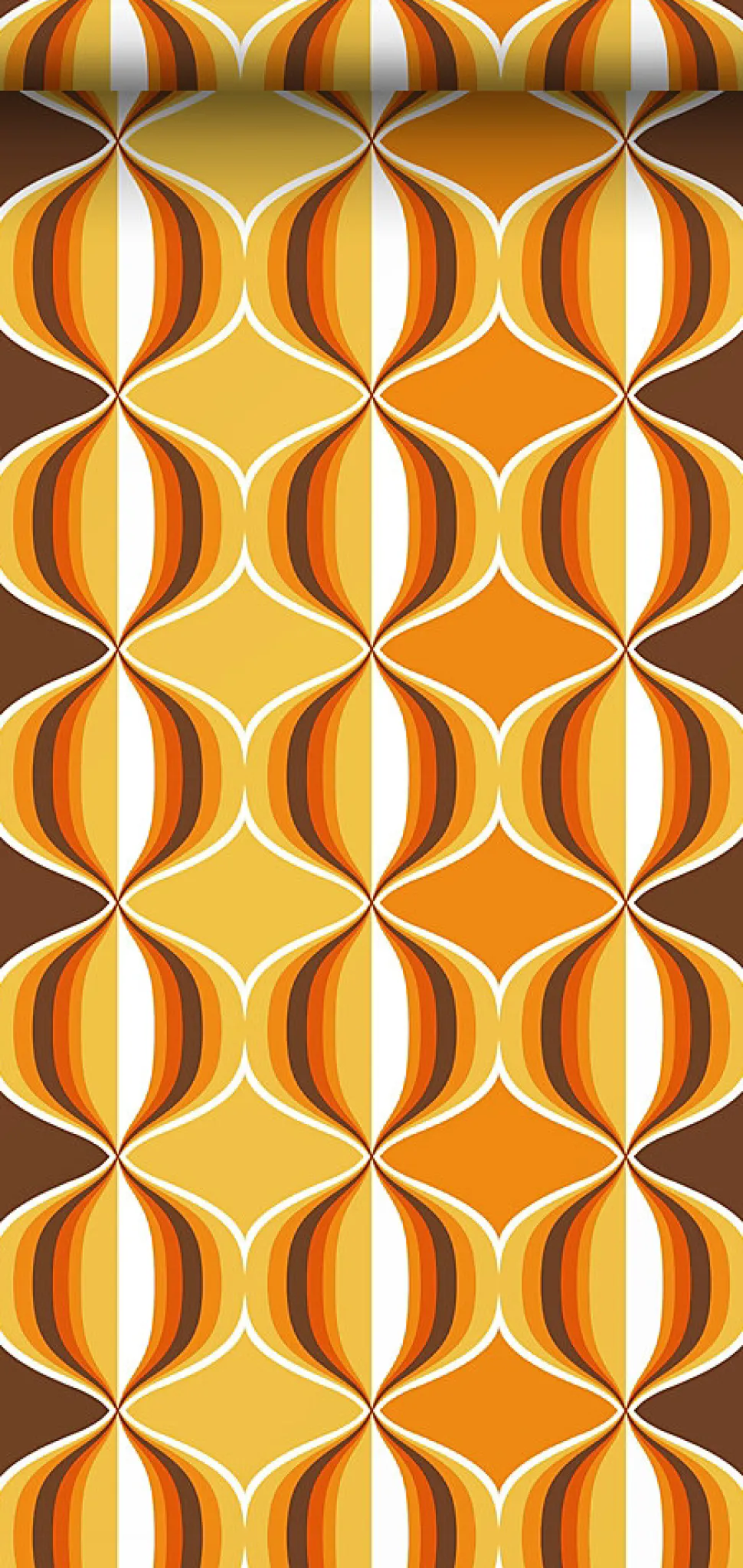 Sanders & Sanders papier peint ornements au style rétro jaune, marron et orange - 53 cm x 10.05 m - 935269