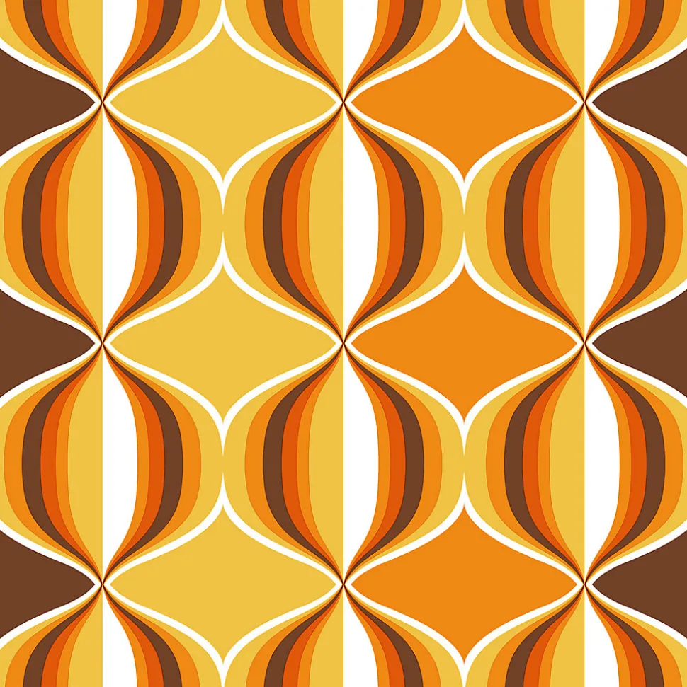 Sanders & Sanders papier peint ornements au style rétro jaune, marron et orange - 53 cm x 10.05 m - 935269