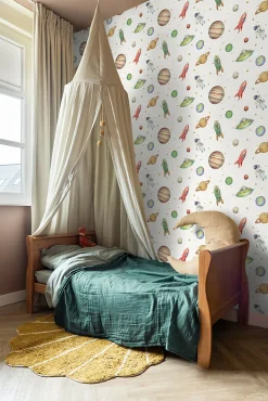 Sanders & Sanders papier peint Univers blanc, vert et rouge - 53 cm x 10.05 m - 935346