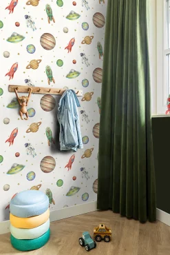 Sanders & Sanders papier peint Univers blanc, vert et rouge - 53 cm x 10.05 m - 935346