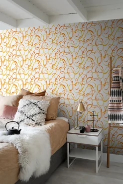 Sanders & Sanders papier peint motif figurativ blanc, jaune et orange - 50 x 900 cm - 935275