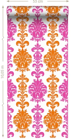Sanders & Sanders papier peint baroque rose et orange - 53 cm x 10.05 m - 935222