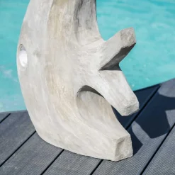Sculpture contemporaine poisson 78 cm gris