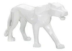 Sculpture en métal doré avec base rectangulaire noire 23,5x10x44 cm