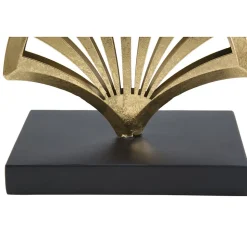 Sculpture en métal doré avec base rectangulaire noire 23,5x10x44 cm