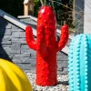 Sculpture jardin moderne cactus 50cm rouge