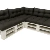 Set 7 coussins palette assises 120x60 dossiers + 120x40 kit coussins canapé de jardin Noir coussins pour mobilier de jardin