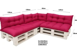 Set 7 coussins palette assises 120x50 dossiers + 120x40 kit coussins canapé de jardin Rosa coussins pour mobilier de jardin