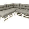 Set 7 coussins palette assises 120x60 dossiers + 120x40 kit coussins canapé de jardin Gris coussins pour mobilier de jardin