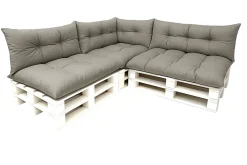Set 7 coussins palette assises 120x60 dossiers + 120x40 kit coussins canapé de jardin Gris coussins pour mobilier de jardin