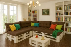 Set 7 coussins palette assises 120x80 dossiers 120x40 kit coussins canapé de jardin Marron coussins pour mobilier de jardin