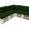 Set 7 coussins palette assises 120x50 dossiers + 120x40 kit coussins canapé de jardin Vert coussins pour mobilier de jardin
