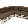 Set 7 coussins palette assises 120x50 dossiers + 120x40 kit coussins canapé de jardin Marron coussins pour mobilier de jardin