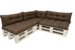 Set 7 coussins palette assises 120x50 dossiers + 120x40 kit coussins canapé de jardin Marron coussins pour mobilier de jardin