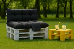 Set 7 coussins palette, assises 120x80 dossiers + 120x40 kit coussins canapé de jardin Anthracite coussins pour mobilier de jardin