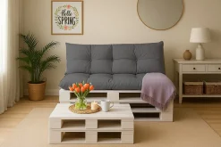 Set 7 coussins palette, assises 120x80 dossiers + 120x40 kit coussins canapé de jardin Anthracite coussins pour mobilier de jardin