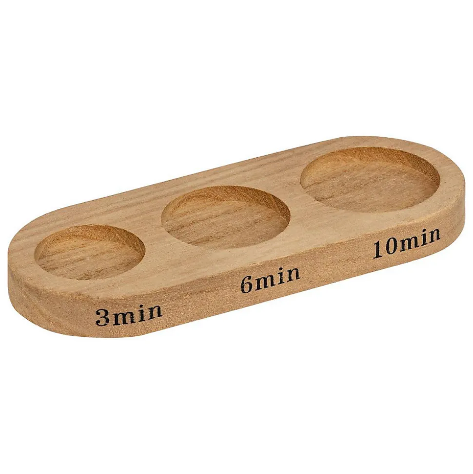 Set 3 sabliers H.15cm verre avec plateau bois - Atmosphera