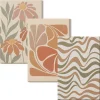 Set 3 Tableaux Toile Tendue Wallfluent 40x60 cm Fleurs Abstraites Pastel Composition Harmonisée Déco Murale Salon
