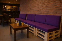 Set coussins palette 120x80 / 120x50cm Violet Coussins de jardin avec housses amovibles pour une utilisation int/ext.