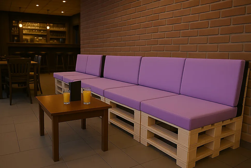 Set coussins palette 120x50 / 120x50cm Violet clair Coussins de jardin avec housses amovibles pour une utilisation int/ext.