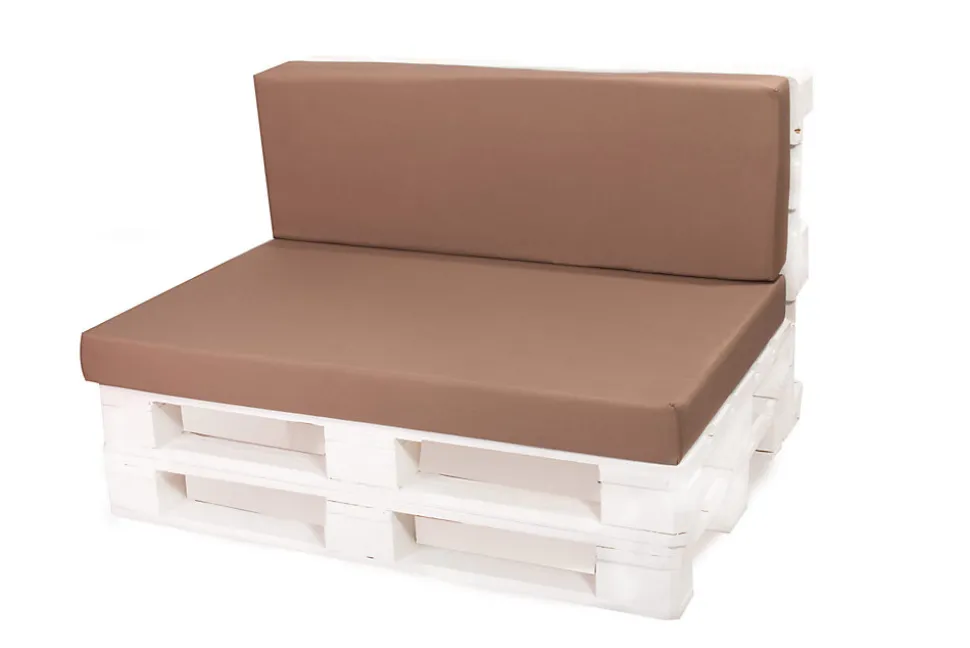 Set coussins palette 120x50 / 120x40cm Beige Coussins de jardin avec housses amovibles pour une utilisation int/ext.