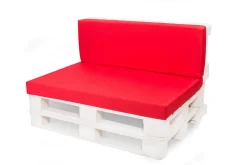 Set coussins palette 120x50 / 120x40cm Rouge Coussins de jardin avec housses amovibles pour une utilisation int/ext.