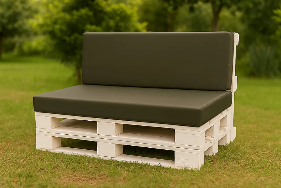 Set coussins palette 120x50 / 120x40cm Vert Coussins de jardin avec housses amovibles pour une utilisation int/ext.