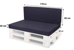 Set coussins palette 120x80 / 120x50cm Bleu foncé Coussins de jardin avec housses amovibles pour une utilisation int/ext.