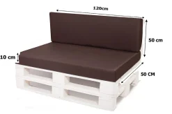 Set coussins palette 120x50 / 120x50cm Marron Coussins de jardin avec housses amovibles pour une utilisation int/ext.