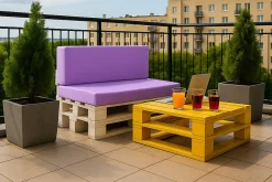 Set coussins palette 120x60 / 120x50cm Violet clair Coussins de jardin avec housses amovibles pour une utilisation int/ext.