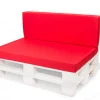 Set coussins palette 120x50 / 120x50cm Rouge Coussins de jardin avec housses amovibles pour une utilisation int/ext.
