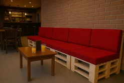 Set coussins palette 120x50 / 120x50cm Rouge Coussins de jardin avec housses amovibles pour une utilisation int/ext.