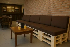 Set coussins palette 120x60 / 120x40cm Marron Coussins de jardin avec housses amovibles pour une utilisation int/ext.