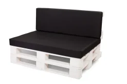 Set coussins palette 120x50 / 120x40cm Noir Coussins de jardin avec housses amovibles pour une utilisation int/ext.