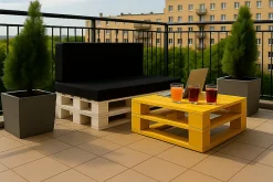 Set coussins palette 120x50 / 120x40cm Noir Coussins de jardin avec housses amovibles pour une utilisation int/ext.